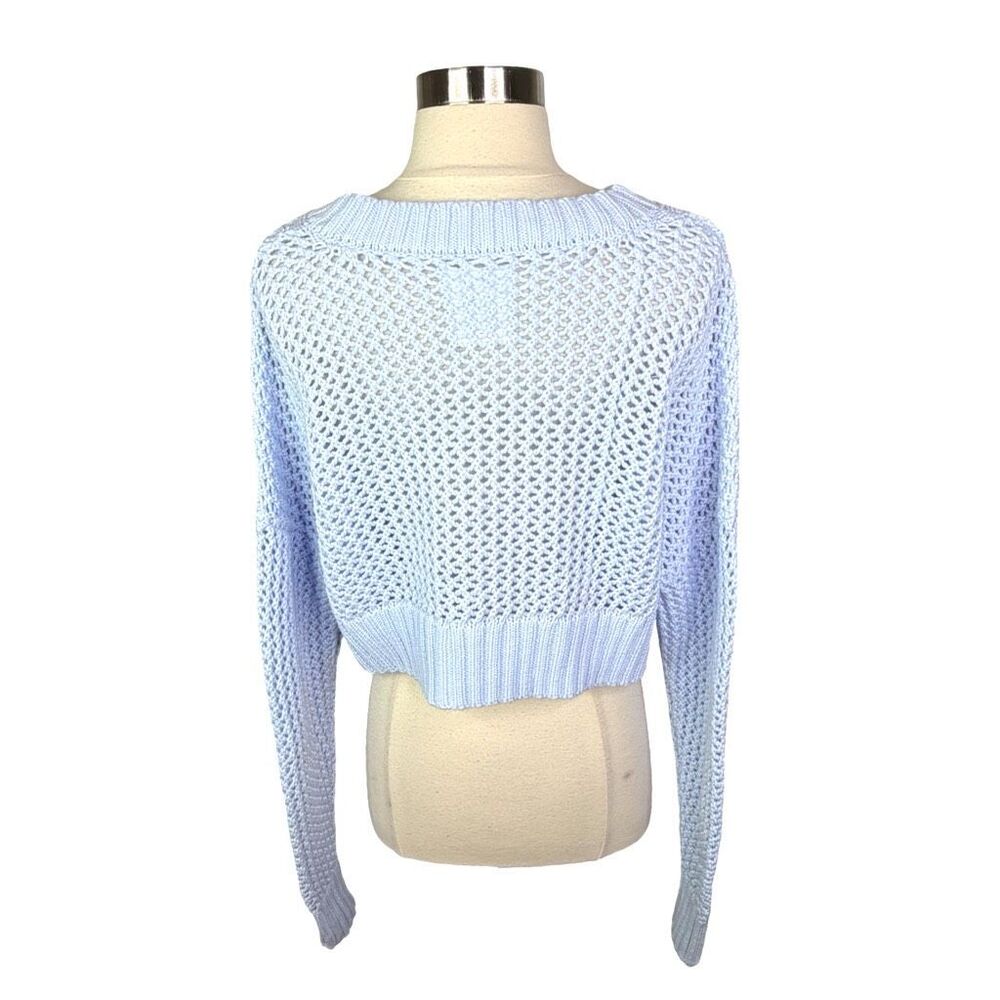 Offline by aerie Cropped Crochet Knit V-Neck Summer Sweater - Size Small - Picture 4 of 5